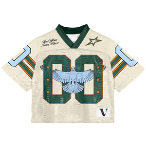 Custom <b>Men's</b> Cropped Oversized American Boxy Mesh <b>T</b>-<b>shirt</b> Retro Streetwear Sports Style Vintage French Soccer Football Jerseys - Product Image 1