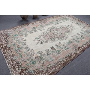 5.7x9.4 ft Turkish Rug, <b>Brown</b> Plants & trees Vintage Rug <b>Wool</b> - Product Image 2