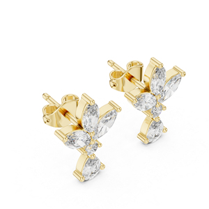 Pendientes de compromiso de oro blanco de 14 quilates |   Anillo de Lujo para Mujer con Diamantes en Forma de Pera, Redondos y Marquise, Certificado para Bodas y Aniversarios - Product Image 4