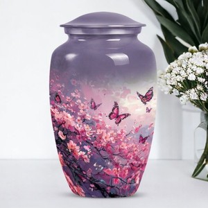 โกศบรรจุอัฐิผู้ใหญ่ รูปทรงผีเสื้อ ทำจากอะลูมิเนียม - โกศอนุสรณ์งานศพอะลูมิเนียม - โกศเก็บอัฐิตกแต่งลายดอกไม้ - Product Image 2