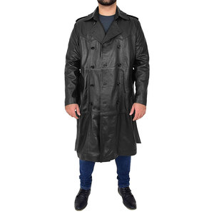 Gabardina larga para hombre de la mejor calidad, nueva llegada, Material de cuero de vaca genuino, cuello levantado para invierno - Product Image 5