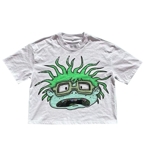 Camiseta Corta Cuadrada de Verano, Informal, de Manga Corta, Cuello Redondo, 100% Algodón Orgánico, Tejido Jersey de 220 GSM, Transferencia de Calor - Product Image 2