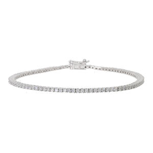 14K Yellow Gold Classic Tennis <b>Bracelet</b> 2.00 Carat Natural Brilliant Cut <b>Diamonds</b> Prong Setting Rhodium Plated Box Clasp - Product Image 1