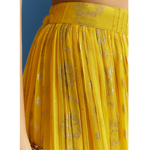 Amarillo una línea Georgette Kurta Palazzo traje al por mayor mujeres Ropa Étnica OEM proveedor de fábrica de ropa personalizada traje de fiesta - Product Image 6