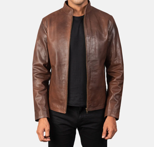 High Selling Men Leather <b>Jacket</b> Real Cow Leather Vintage Biker Style Warm <b>Lined</b> Zipper Winter Genuine Leather <b>Jacket</b> - Product Image 1