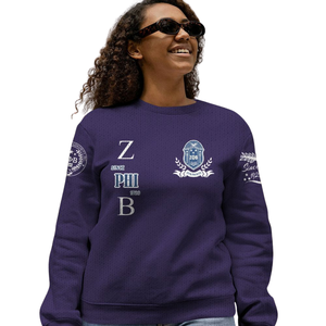 ZPhiB Knit Sorority Sweater Zeta Phi Beta 1920 Azul Blanco Greek Life Chenille Letters Divine Nine Premium Apparel - Product Image 4