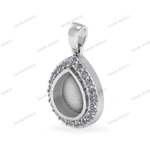 New Arrival 925 Sterling <b>Silver</b> Pear Pendant Setting with Zircon Custom 8x10mm Breastmilk Craft Keepsake <b>Wedding</b> Gift for Women - Product Image 2