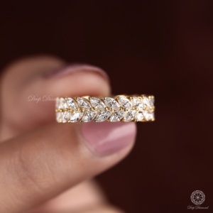 Bracelet éternité en diamant cultivé en laboratoire: Bracelet en diamant taille marquise en or 14k Diamant à double rangée - Product Image 5