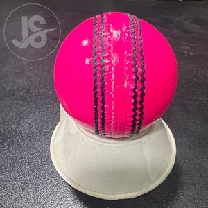 Pink Leather Cricket Hard <b>Ball</b> With Black Stitched High Quality Cricket Match <b>Balls</b> Customize Colors and logo - Product Image 1