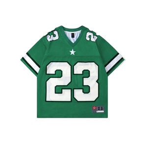 Camiseta de Fútbol Americano de Malla Oversize Estilo Y2K con Cuello en V, Transpirable, de Poliéster, Ropa Urbana Deportiva, Camiseta Retro Personalizada por Sublimación - Product Image 1