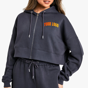 Sudaderas con capucha hechas a medida para mujer, Top corto, ropa informal de manga larga, sudaderas con capucha para mujer, sudaderas con cremallera, hombros caídos para mujer - Product Image 5