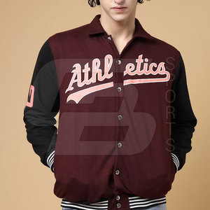 Venta al por mayor de alta calidad de los hombres de pie chaquetas universitarias de invierno de manga alta de estilo de la calle de diseño personalizado con cremallera no tejida - Product Image 6