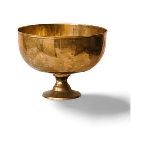 Frutero de metal moderno, Plata martillada con forma redonda de trabajo elegante, cuenco para servir con metal dorado - Product Image 1