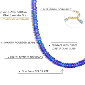 GOODSTONE JEWELS Collar de cuentas de Plata de Ley 925 Tonos de ópalo de lavanda natural con oro amarillo Tamaño de relleno 16-Regalo para mujer - Product Image 4