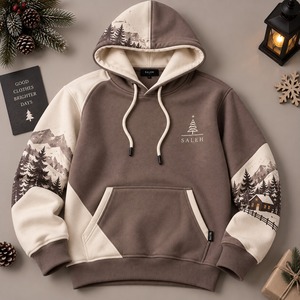Christmas Inspired Custom Embroidered & Printed 100% Cotton Fleece Unisex Hoodies Winter Pullover Sweatshirt Wholesale OEM - Product Image 5