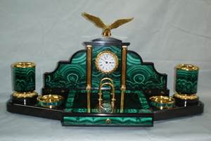 Reloj de escritorio de malaquita, chapado en oro de 24 quilates, decoración del hogar, Metal de madera, Trofeo retráctil, medalla, reloj, regalo, moda Retro de lujo - Product Image 6