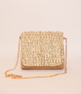 Pochette de soirée en velours de luxe pour femmes avec paillettes et sangle de chaîne sac à bandoulière brodé pour les fêtes et les mariages - Product Image 1