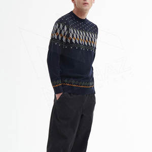 Pull en coton et polyester jacquard respirant personnalisé avec logo, tricoté à la main, épais, pour homme, automne-hiver - Product Image 3