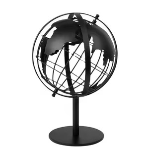 Globo de escritorio de metal moderno con continentes etiquetados para exhibición educativa, estante de oficina, decoración de viaje, acento temático para el hogar - Product Image 1