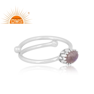 Best Selling Sterling Silver Natural Labradorite Gemstone <b>Adjustable</b> <b>Ring</b> Jewelry For Women Gift For Her - Product Image 3