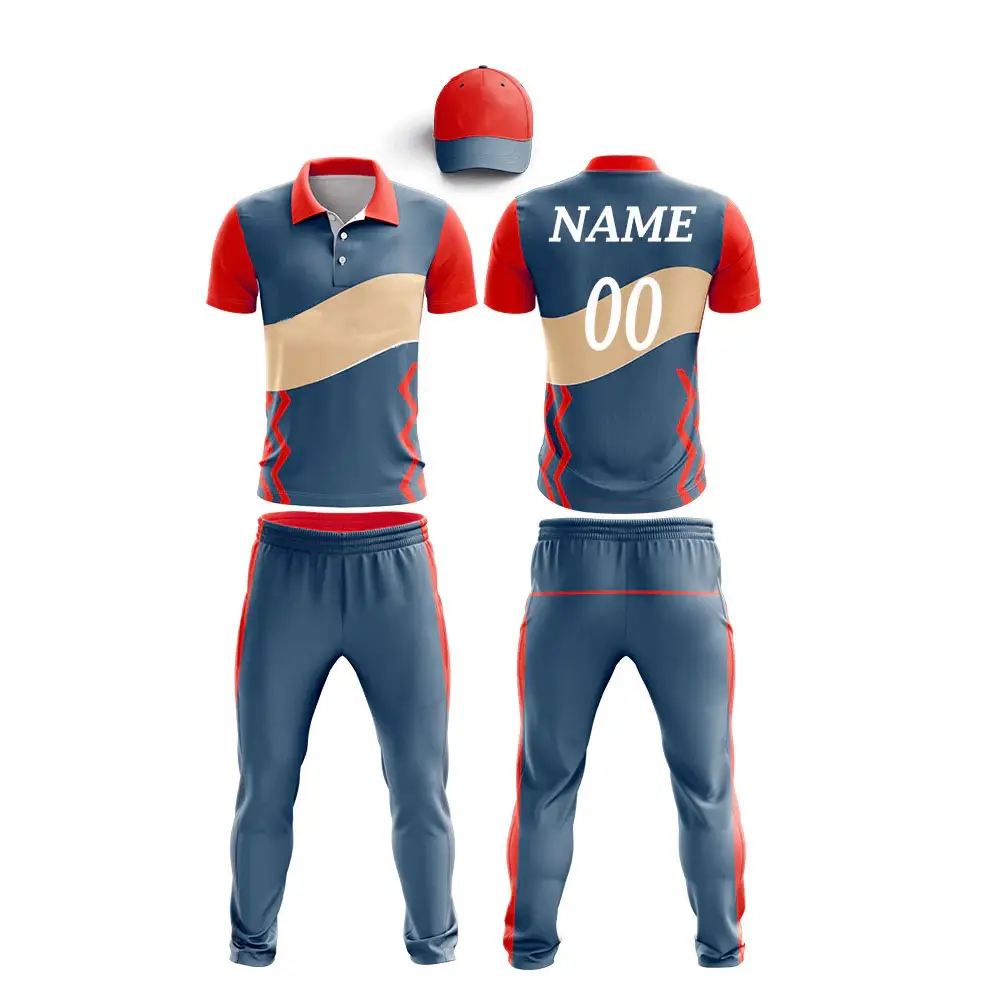 Größeres Bild anzeigen Zum Vergleich hinzufügen Teilen 100% Polyester Quick Dry Sublimated Hochwertiges Cricket-Sport trikot Custom Cricket U.