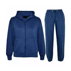 Conjunto de dos piezas de talla grande para hombre, conjunto estampado de forro polar transpirable, Sudadera con capucha, chándal de diseño liso, venta al por mayor, chándales en blanco - Product Image 1