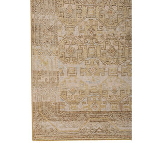 Tapis en laine noués à la main Erbe Gold, motif géométrique abstrait classique, rectangulaire, pour couloir, usage domestique, faits à la main, GS-1079, Jaipur Rugs AU - Product Image 4