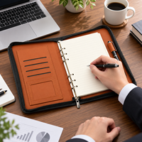 Porte-documents A5 personnalisé en cuir PU avec fermeture éclair, organiseur à 6 anneaux rechargeable avec porte-stylo et emplacements pour cartes, cadeau d'affaires