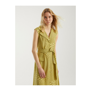 Robe décontractée BGN S23D125 en mélange de viscose à motifs avec ceinture, fabriquée en Turquie - Product Image 4