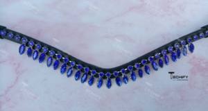 Diadema de Cristal Azul Rey con Forma de Gota |   Banda Frontal para Brida de Caballo de Cuero Negro Hecha a Mano - Product Image 2