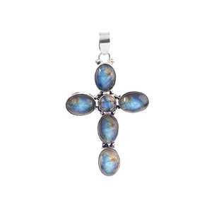 จี้แลบราโดไรต์สีฟ้าหรือหลายไฟใน925สเตอริงเงินสร้อยคออัญมณี unisex สำหรับสวมใส่ทุกวันหรือเป็นของขวัญพิเศษ - Product Image 2