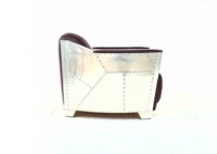 Chaise Aviateur de Salon en Cuir Véritable Couverture en Aluminium Moderne Industrielle Rétro pour Maison Bureau Hôtel