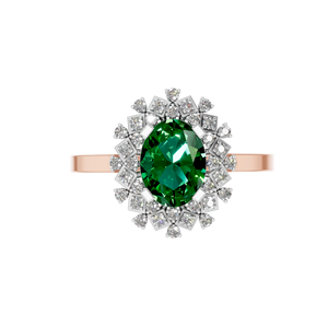 แหวนหมั้นเพชรสังเคราะห์สีเขียวมรกต14K สีเขียวทรงวงรีทรงรีสำหรับผู้หญิง IGI Lab สั่งทำได้ - Product Image 3