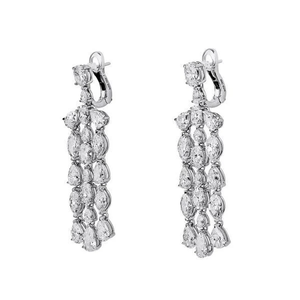 Magnifiques boucles d'oreilles pendantes en diamant 11,40 CTW clarté VVS, vente en gros, bijoux de luxe sur mesure en or blanc, nouvelle tendance - Product Image 3