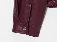 Damen 2026 Neue Amerikanische Retro Einfache Revers Burgunderrote Kunstleder Winterjacke mit Reißverschluss Dicke Street-Fashion-Jacke