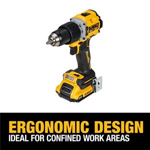 Kit de Taladro Percutor Inalámbrico de 20V MAX XR sin Escobillas de 1/2 Pulgada, Amarillo DCD805D2, para Aplicaciones Industriales y de Bricolaje, Demolición Eléctrica - Product Image 4