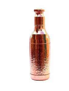 Handcrafted Hammered Pure <b>Copper</b> Ayurvedic Water <b>Bottle</b> With Glossy Finish For Healthy Traditional <b>Drinking</b> Routine - Product Image 2
