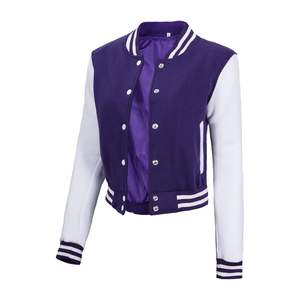 Vestes d'université légères et confortables pour femmes Hiver Logo personnalisé Design Laine Cuir Manches Casual Wear - Product Image 2