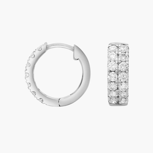 Pendientes de aro de doble fila de oro amarillo de 10 quilates atemporales, corte redondo, Diamante de moissanita, elegante regalo de boda para ella para fiestas - Product Image 6