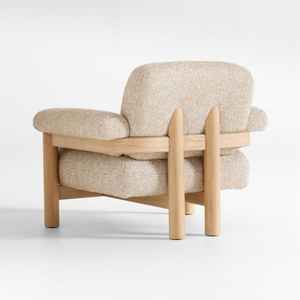 Sillón de Madera de Teca Maciza Moderno y Lujoso, Elegante Sillón Acolchado Blanco para Sala de Estar y Hotel - Product Image 4