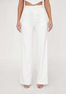 Pantalon droit décontracté pour femme avec taille élastique Printemps Saison Vêtements de bureau en coton mélangé-Coupe skinny S/M/L - Product Image 3