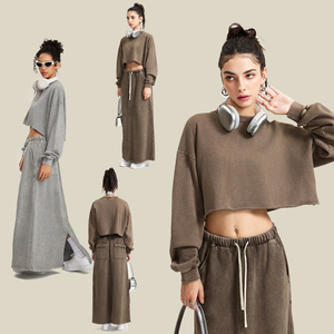 Sweat à capuche vintage personnalisé pour femmes 380gsm sweat-shirts en éponge française délavés unisexe Streetwear haut court vierge à capuche - Product Image 1