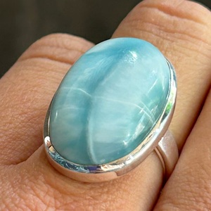 Diseñador hecho a mano 925 plata esterlina Larimar anillo boda aniversario compromiso joyería anillo hecho a medida - Product Image 3