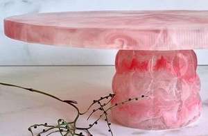 Support à gâteau en résine décorative de qualité supérieure, écologique, fait à la main, non toxique, personnalisable, peint à la main, forme naturelle, pour mariage - Product Image 4