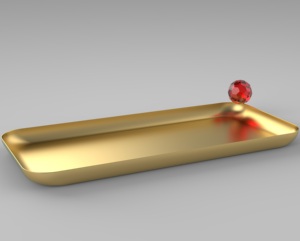 Hot Vantage Fancy Bandeja de metal para servir con bola de cristal en la esquina superior con acabado dorado para el hogar y la cocina Bandeja para servir - Product Image 1