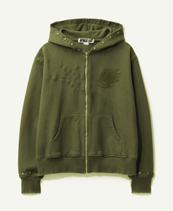 Sweatshirts à capuche pour hommes de luxe OEM Sweatshirts à capuche en coton épais de haute qualité avec fermeture éclair et lavage à l'acide Sweats à capuche personnalisés en pierre de Royle vieilli - Product Image 2