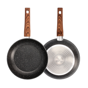 Padella antiaderente in alluminio forgiato con finitura effetto pietra, 24 x 5 cm. Impugnatura gommata. - Product Image 3