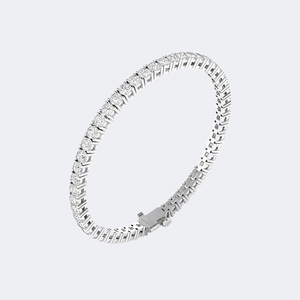 Brazalete de Tenis Premium con Corte Redondo de 7 Quilates, Brillante, con Piedras de Circonita Cúbica Engastadas en Puntas, Plata Pulida, Elegante Brazalete de Eslabones para Novia - Product Image 6