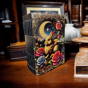 400 Page grand lapin de pâques lapin Vintage fait à la main en cuir Grimoire gros journal blanc sort livre d'ombres cadeau de noël - Product Image 3