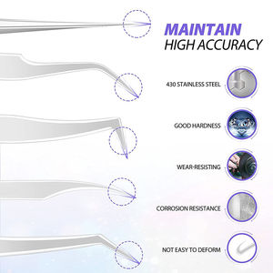 Professional Anti-Static Anti-Magnetic Stainless Steel Eyelash Tweezers <b>Smooth</b> Tip 10mm Length Lash Extension Beauty Salon <b>Tool</b> - Product Image 5